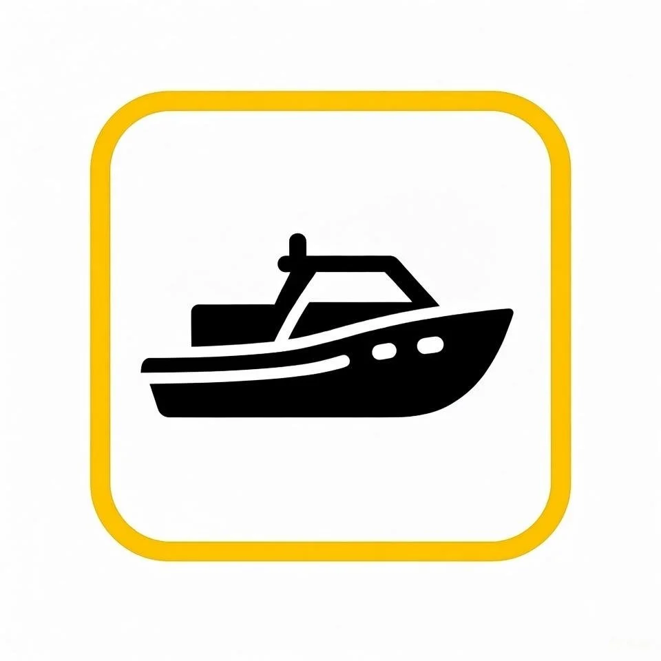 Icon of a boat with a yellow border.