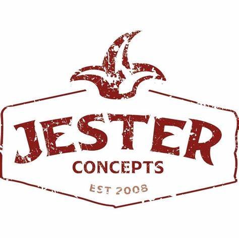Jester Concepts logo with stylized jester hat and text 'Jester Concepts EST 2008' in red on a white background.