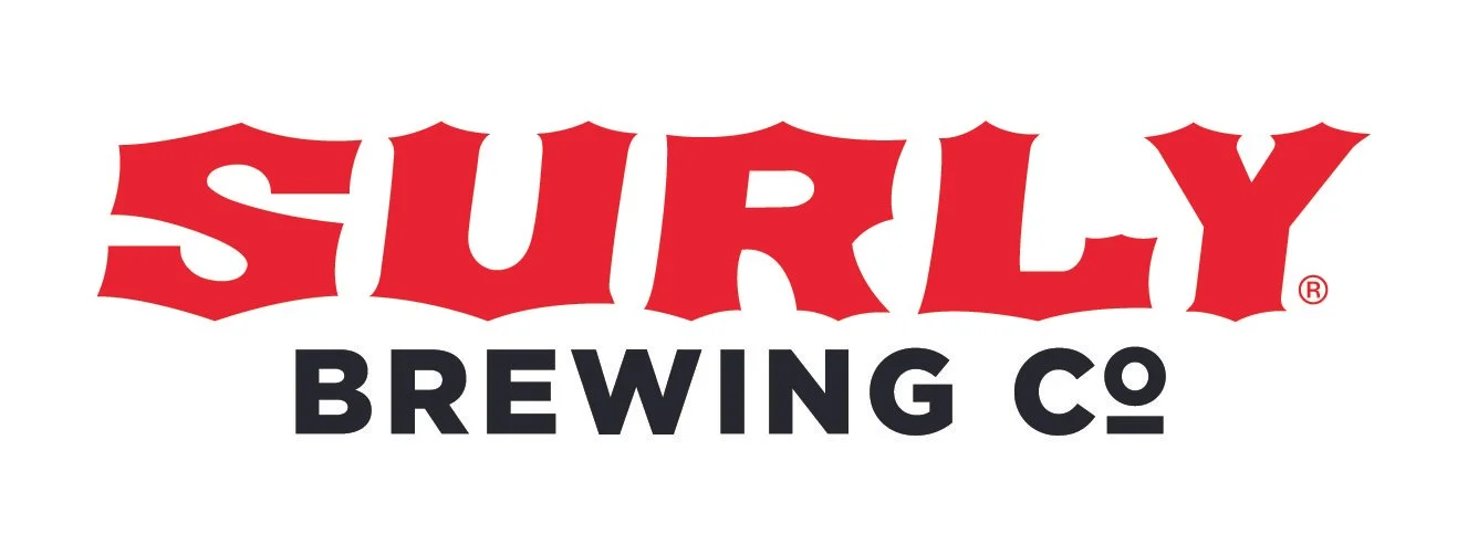 Surly Brewing Company logo with red stylized text and black letters on a white background.