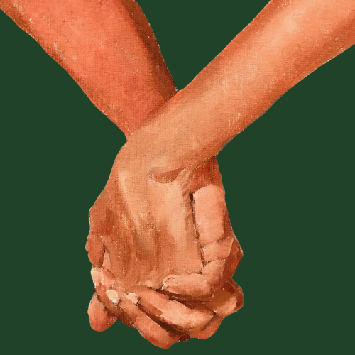 Two hands holding each other.