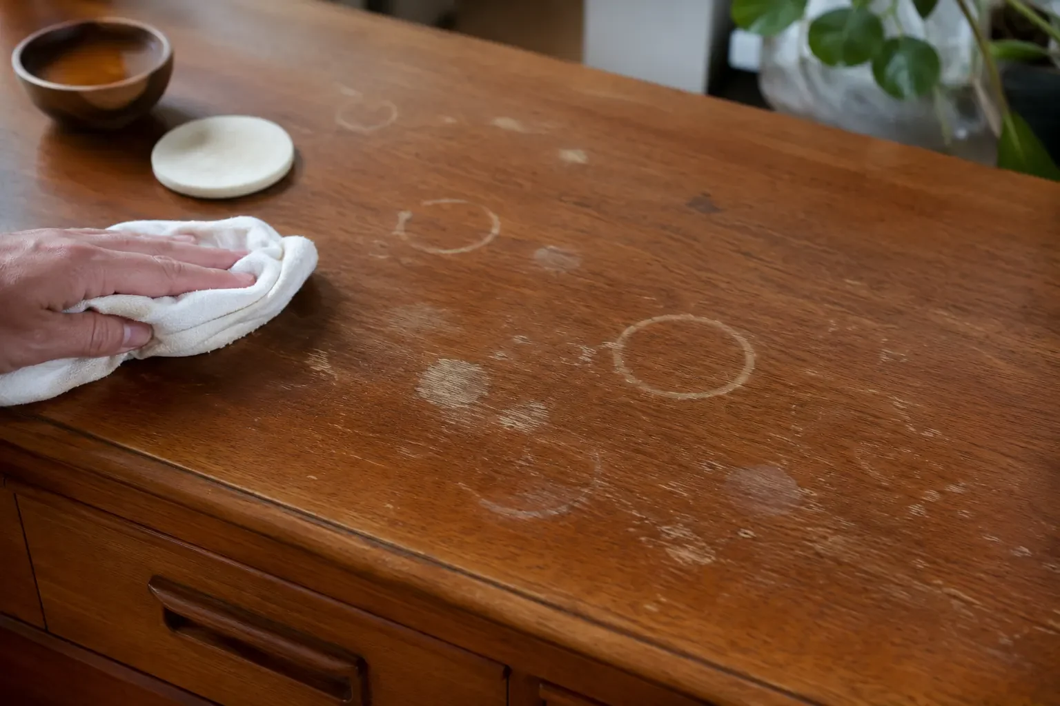 How to Remove Water Rings, Heat Marks &amp; White Marks from Wood Furniture