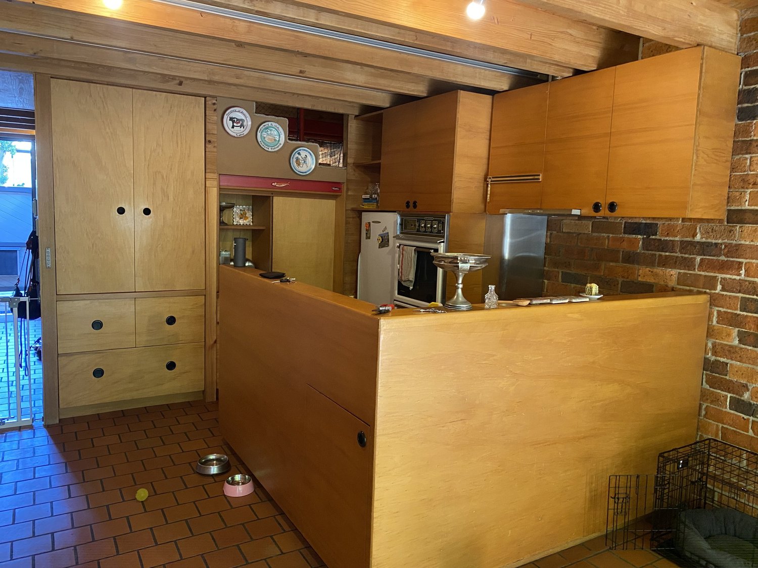 Original mid-century kitchen cabinetry and timber interior