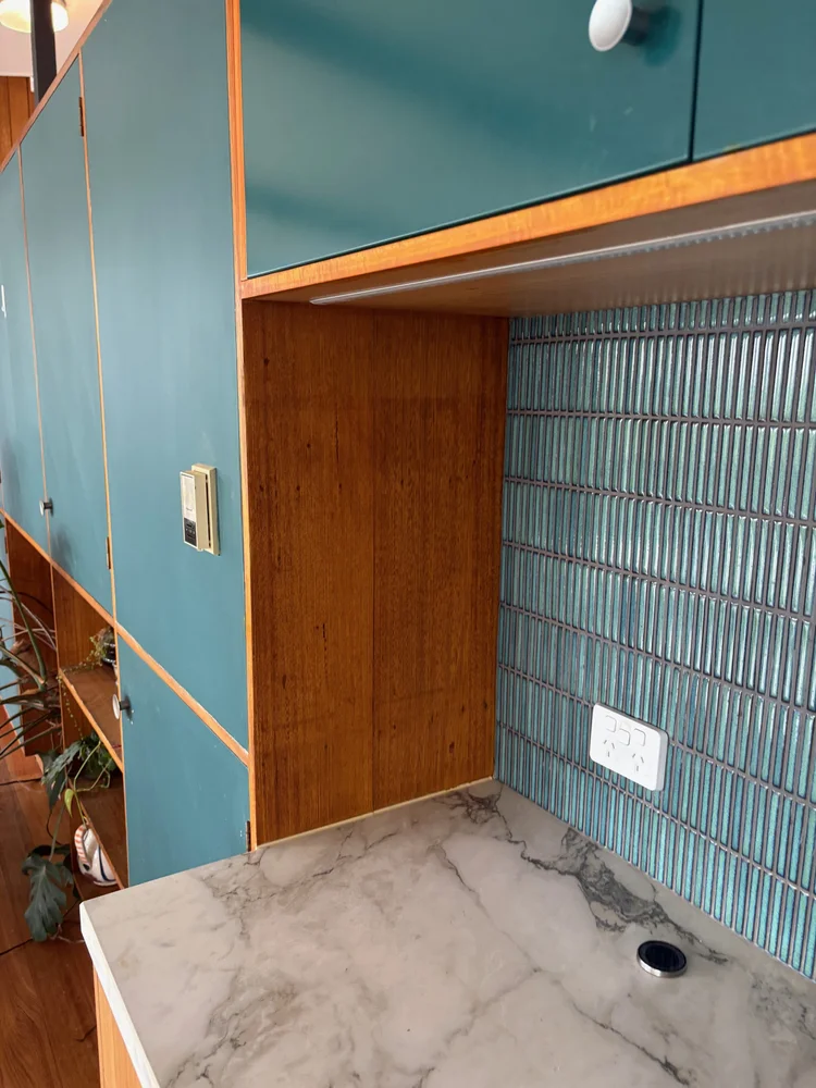 Restored mid-century kitchen cabinetry