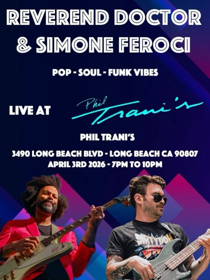 LONG BEACH! @revdrmusic and @simoneferociofficial will take the stage at @philtranis on Friday April 3rd, 7pm to 10pm! Call ahead to reserve a table or just show up! #longbeachlivemusic #longbeachmusic #soulmusiclives #supportlocalartists‼️ #longbeac