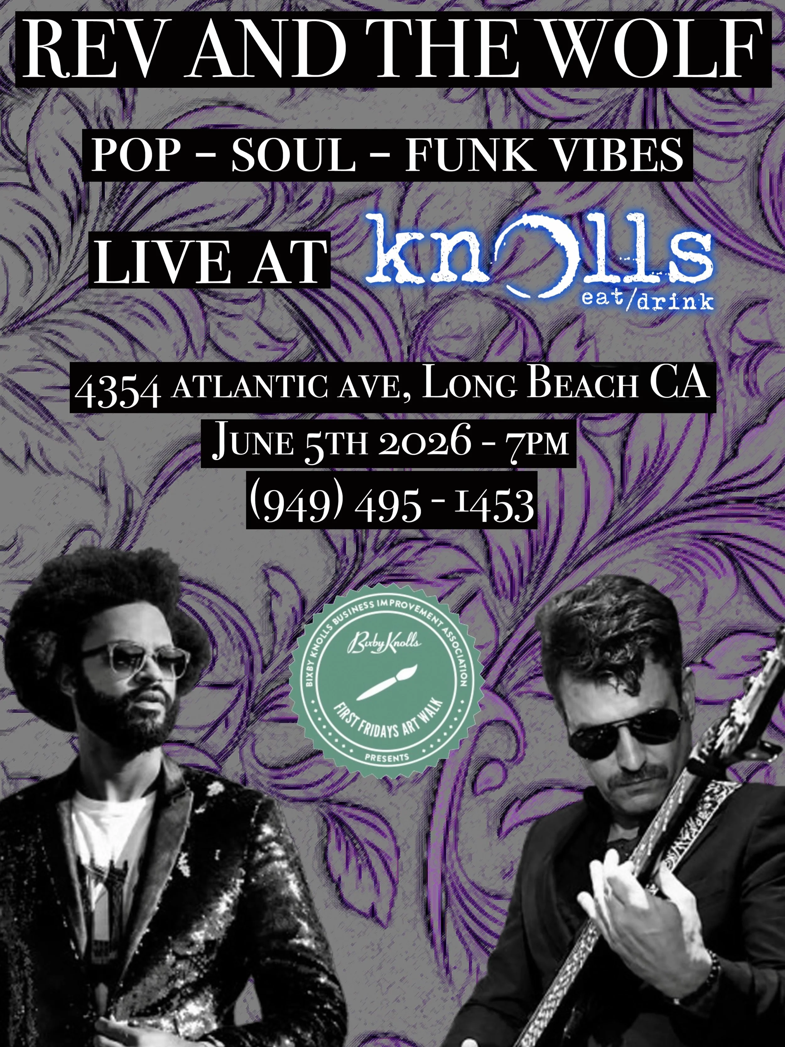 For this @firstfridayslb in Bixby Knolls, @revdrmusic and @simoneferociofficial will take the stage at @knolls_restaurant ! Show starts at 7pm, make sure you stop by for some soul/funky vibes! #firstfridayartwalk #livemusiclongbeach #bixbyknolls #lon