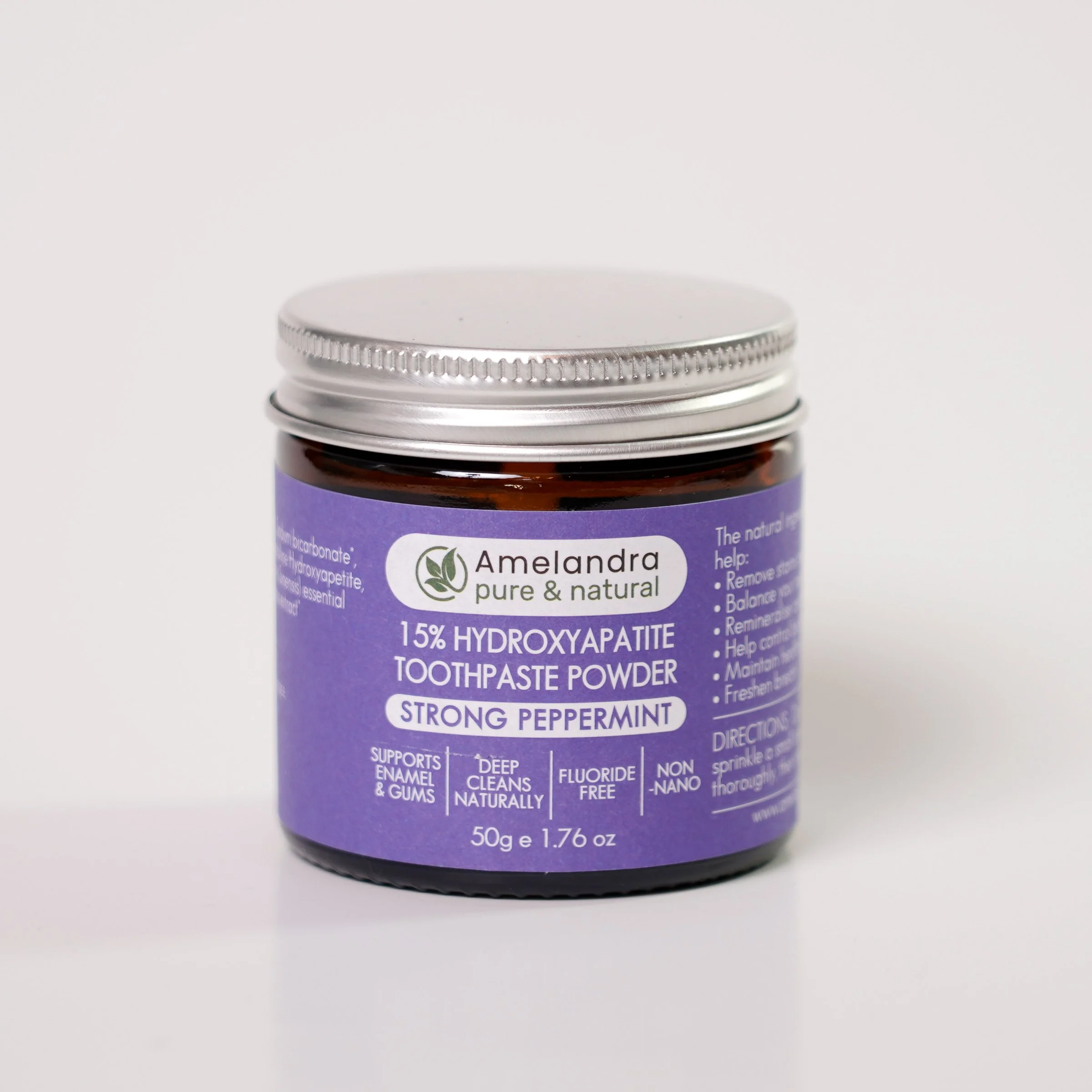 Organic Toothpaste Powder - Strong Peppermint & Hydroxyapatite