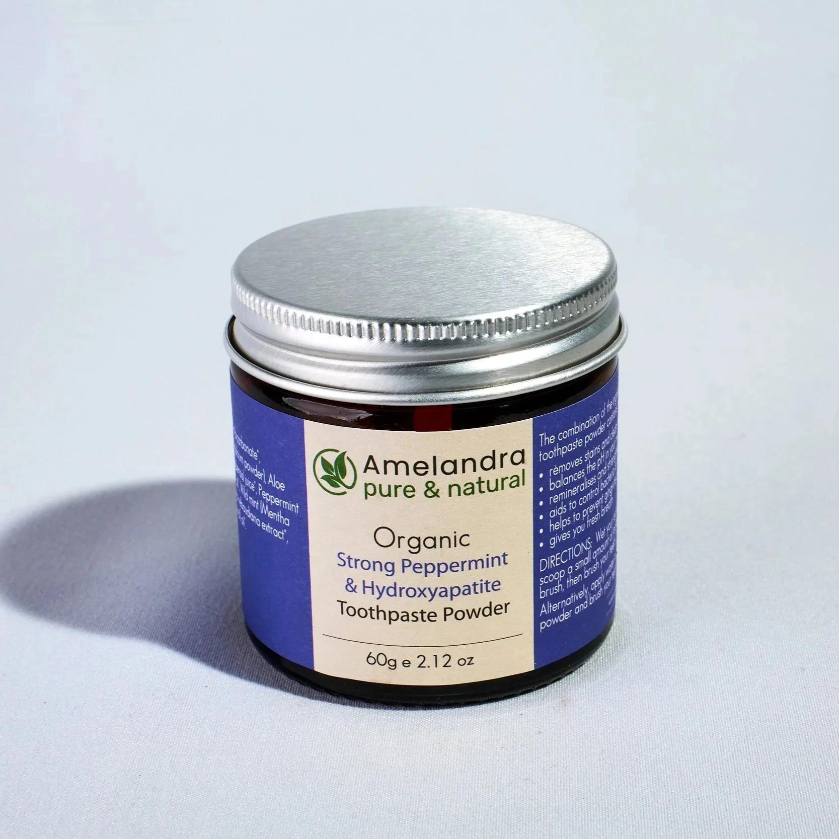 Organic Toothpaste Powder - Strong Peppermint & Hydroxyapatite