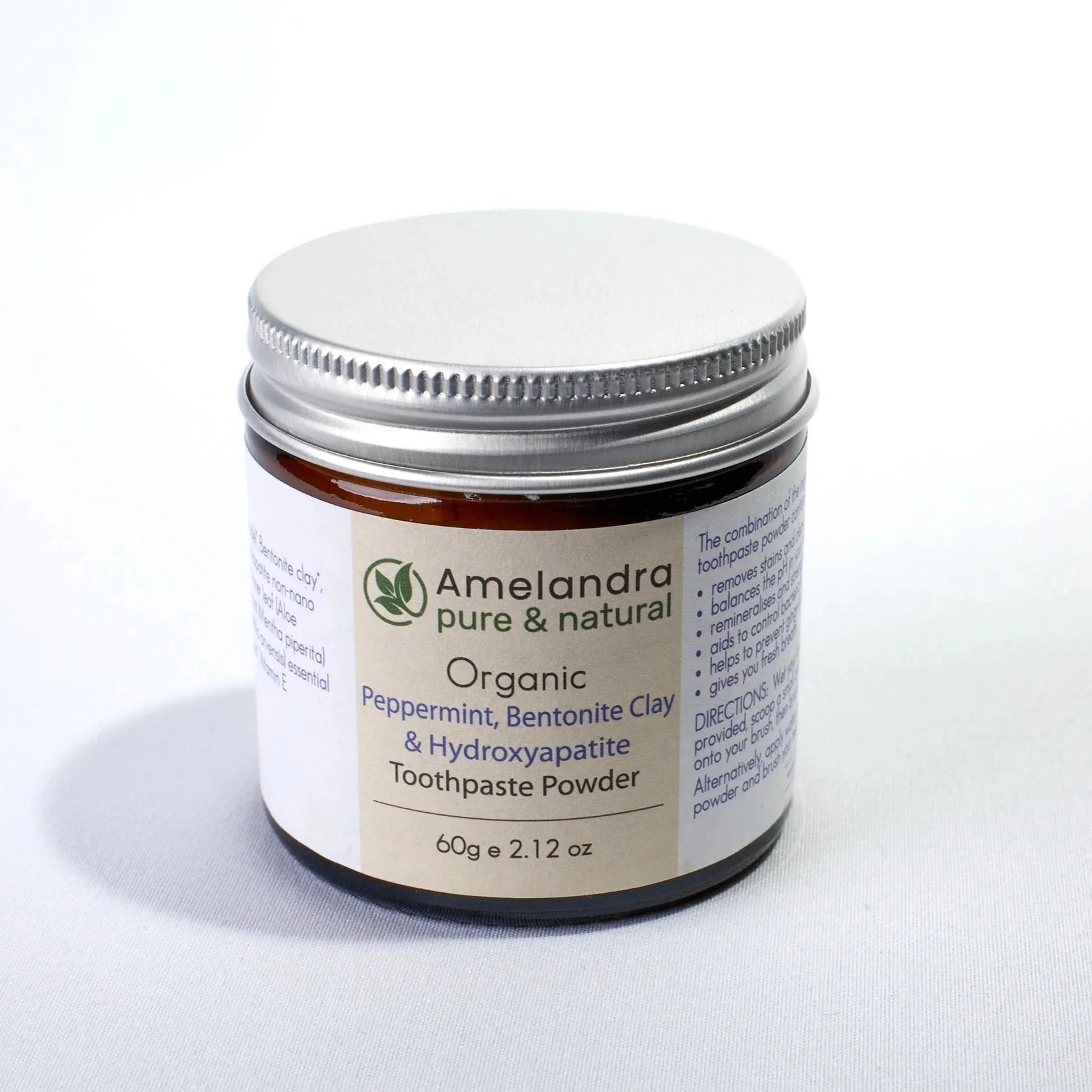 Organic Toothpaste Powder - Peppermint Bentonite Clay & Hydroxyapatite