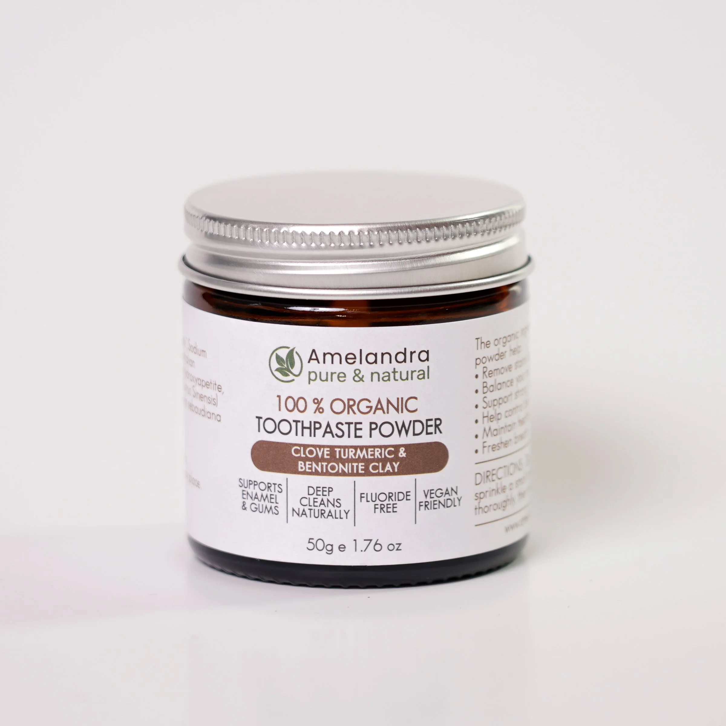 Organic Toothpaste Powder - Clove Turmeric & Bentonite Clay