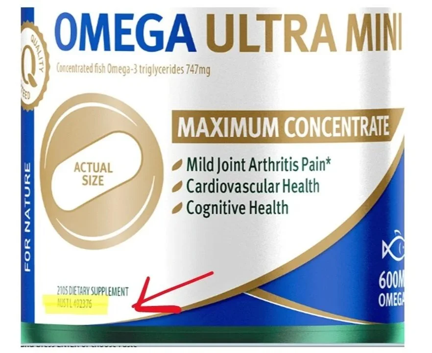 Look for the listing number to check a product has been assessed by the TGA.