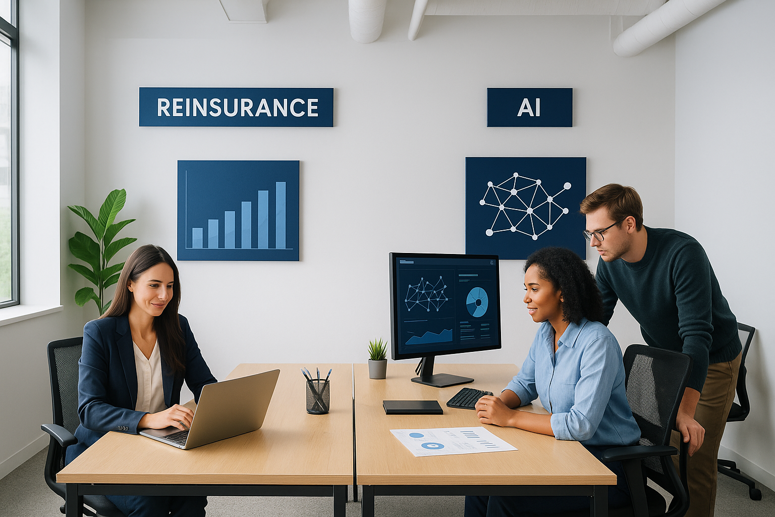 Reinsurance Analytics team and studio illustration