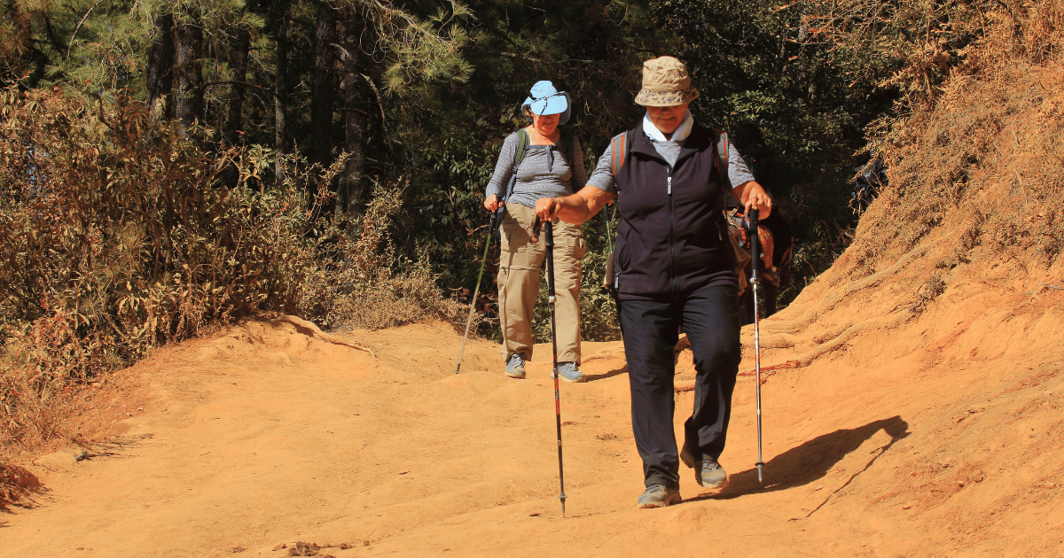 Tourists hiking to Tigers Nest Monastery in Bhutan