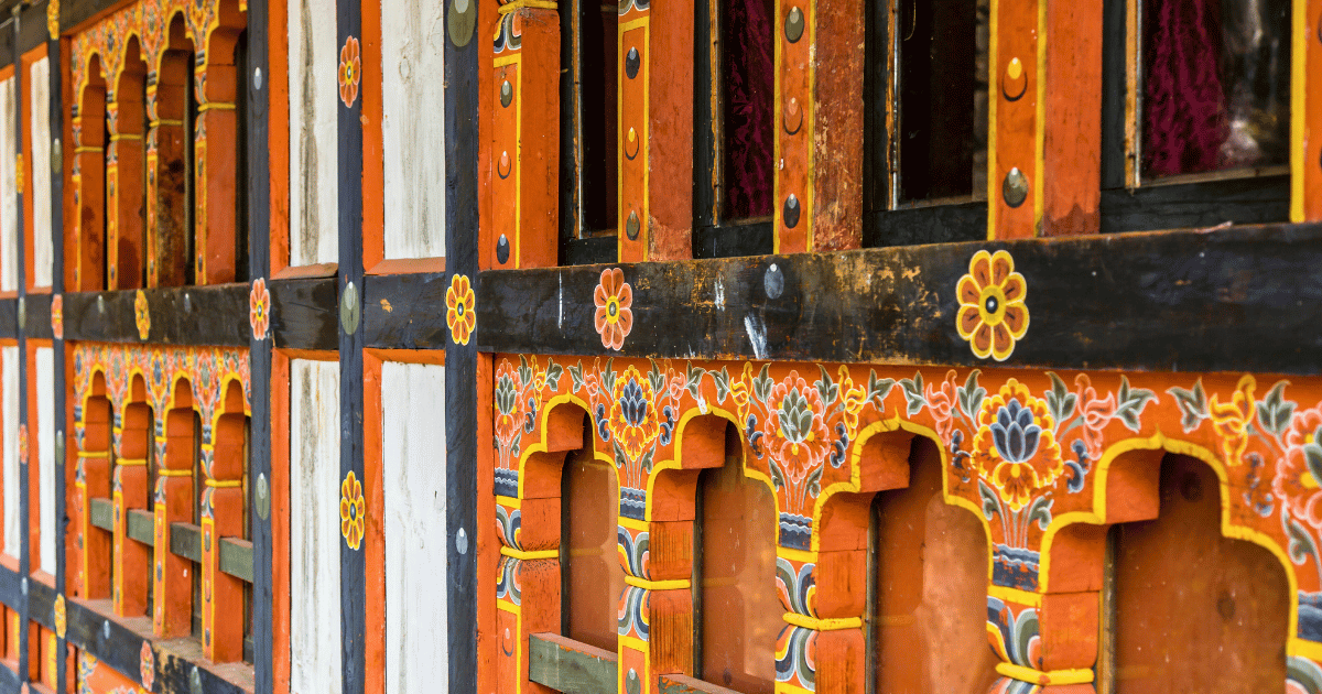 Decorated windos inside of Tigers Nest Monestery