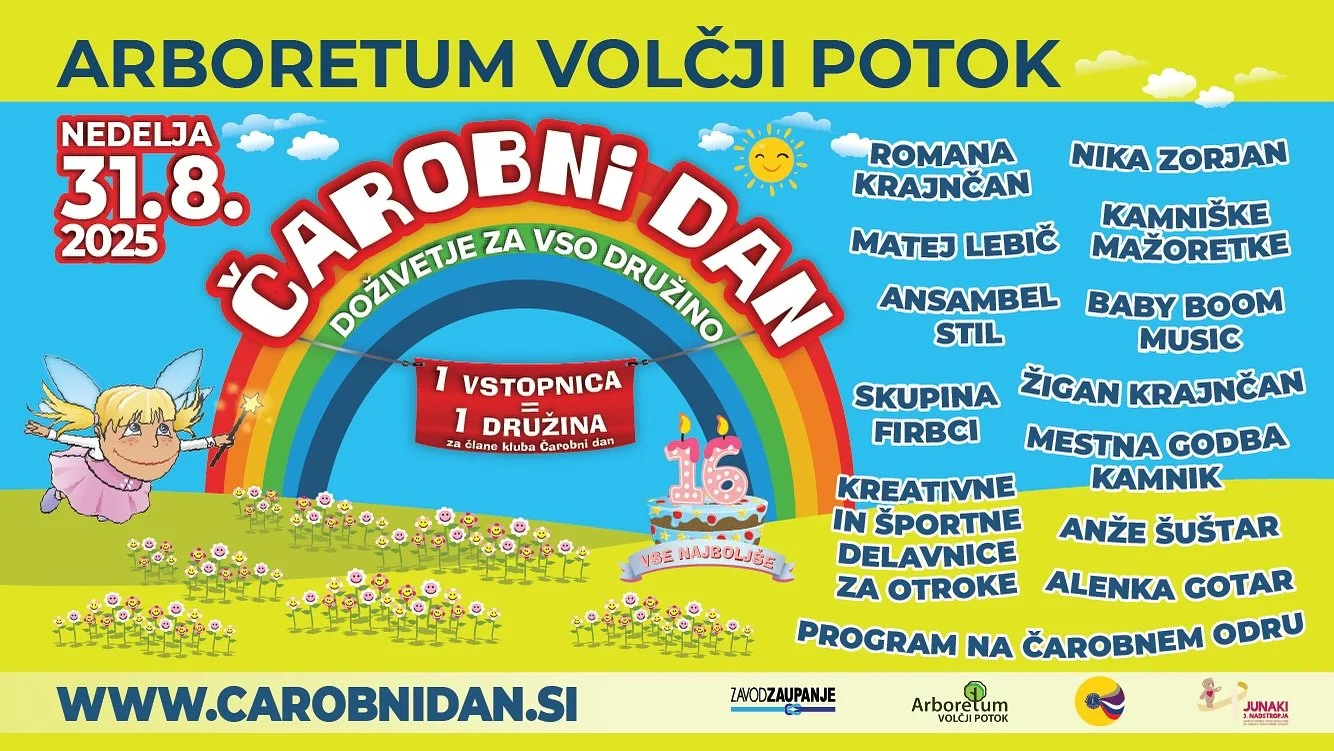 Lepo vabljeni, da se nam danes od 10. ure dalje pridružite na 🌈 𝗖̌𝗔𝗥𝗢𝗕𝗡𝗘𝗠 𝗗𝗡𝗘𝗩𝗨 v Arboretumu Volčji Potok! 🌳

Uživajte v na&scaron;i slastni kulinarični ponudbi, pozdravite na&scaron;ega ponija, ob njem pa vas čaka posebno presenečenje