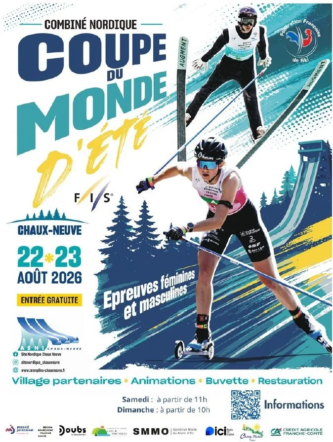 Combiné nordique : Coupe du Monde d'Été FIS 22 et 23 août 2026 Chaux-Neuve