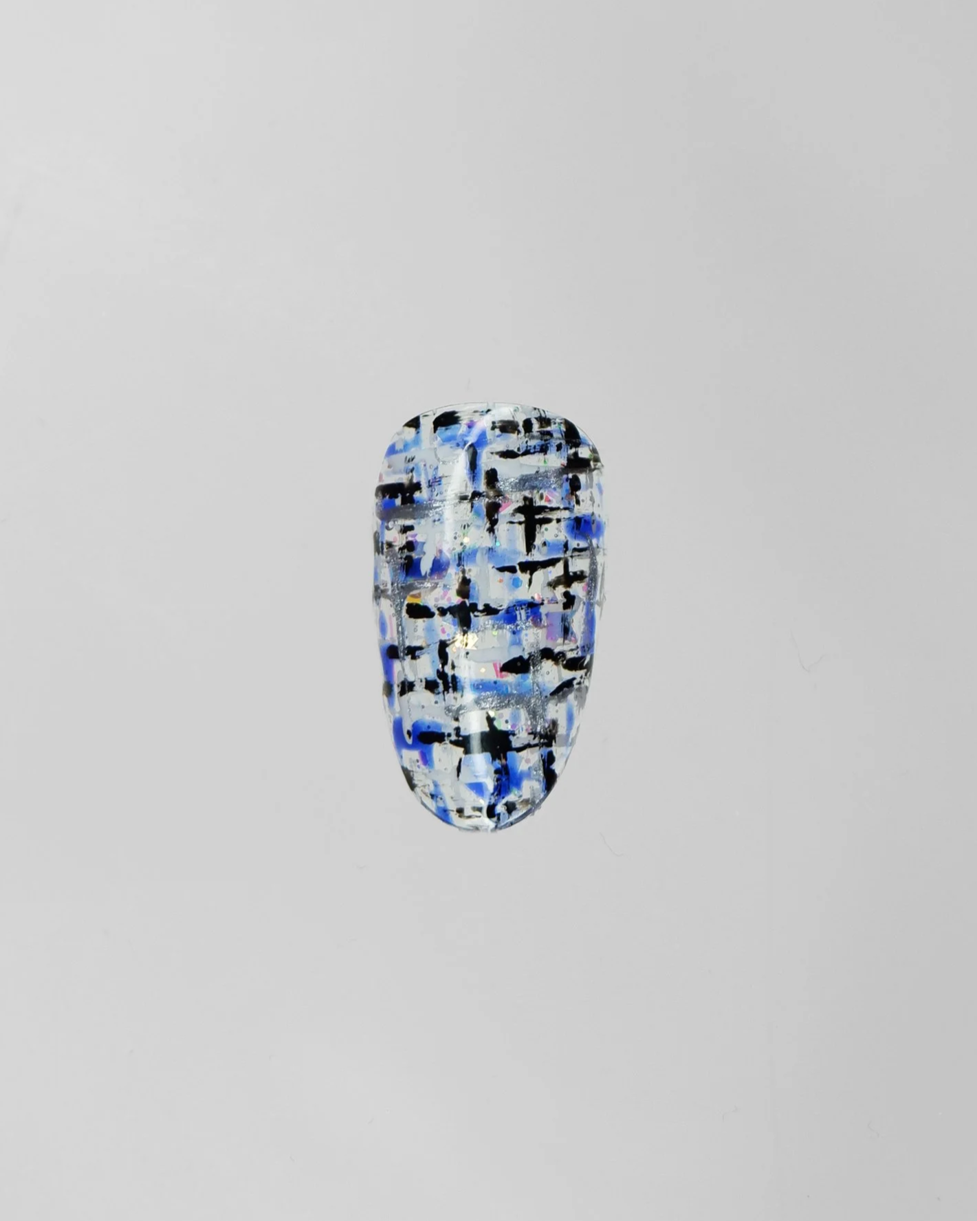 Blue Tweed Nail Design