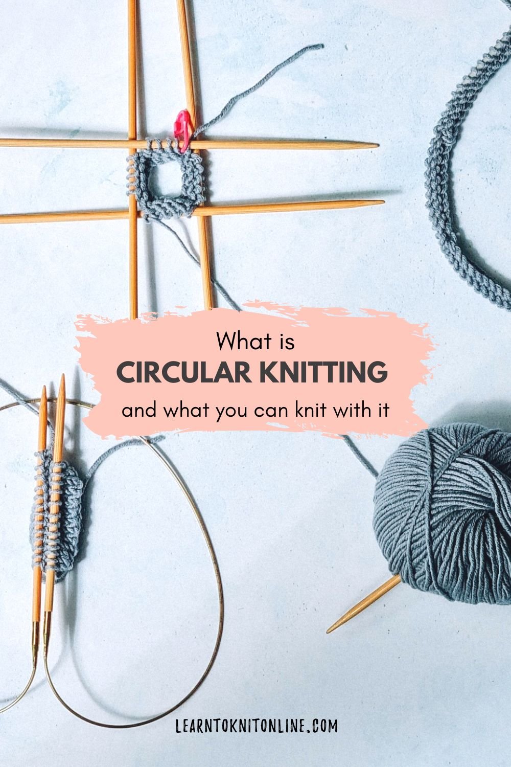 Circular Knitting information blog cover for Pinterest