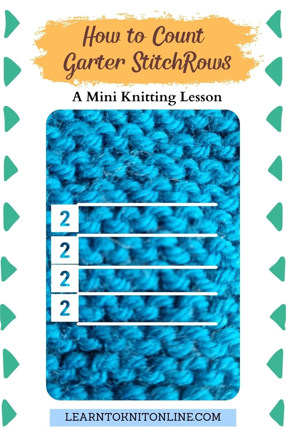 A mini tutorial on how to count garter knitting stitch rows