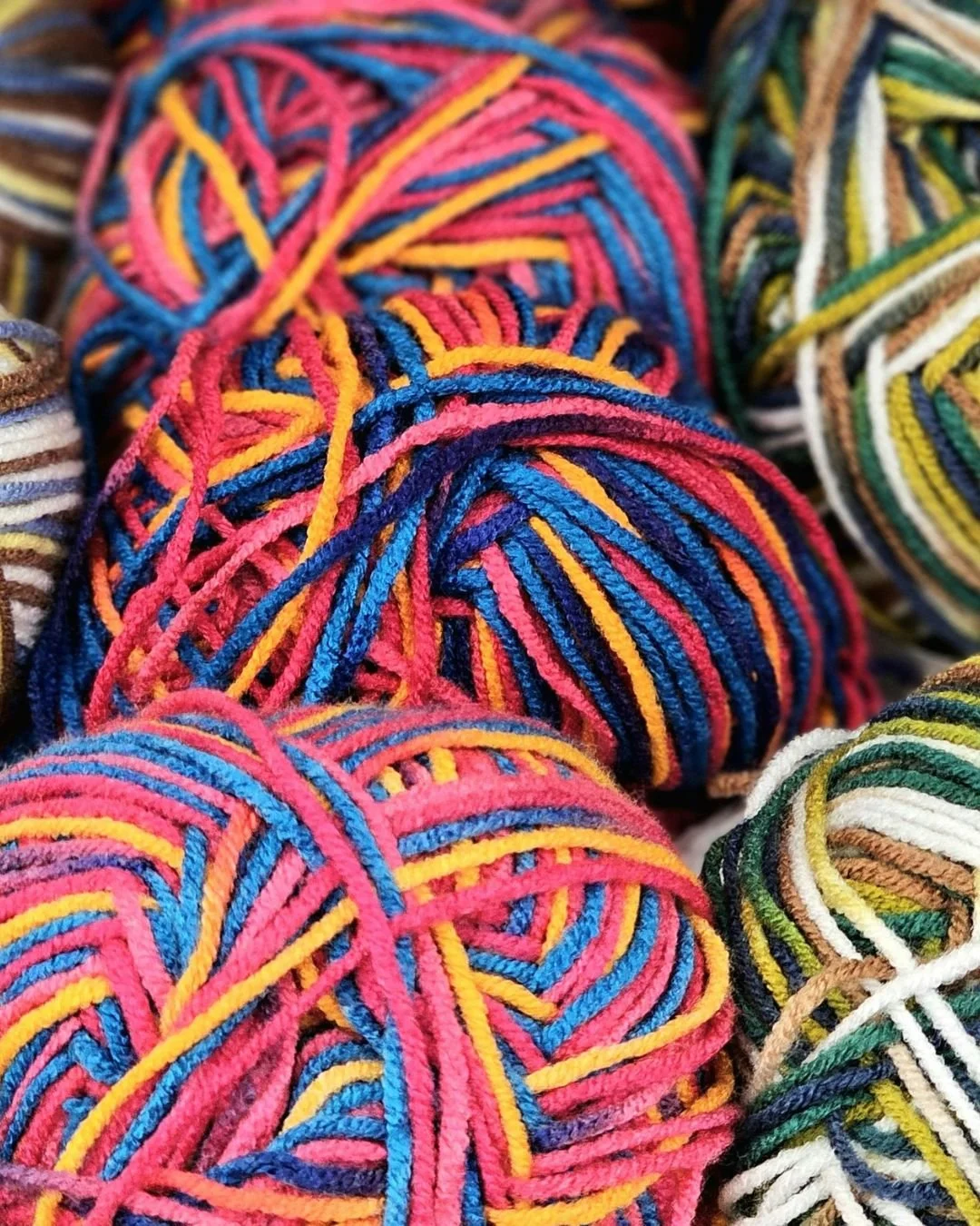 A collection of multicoloured nylon yarn