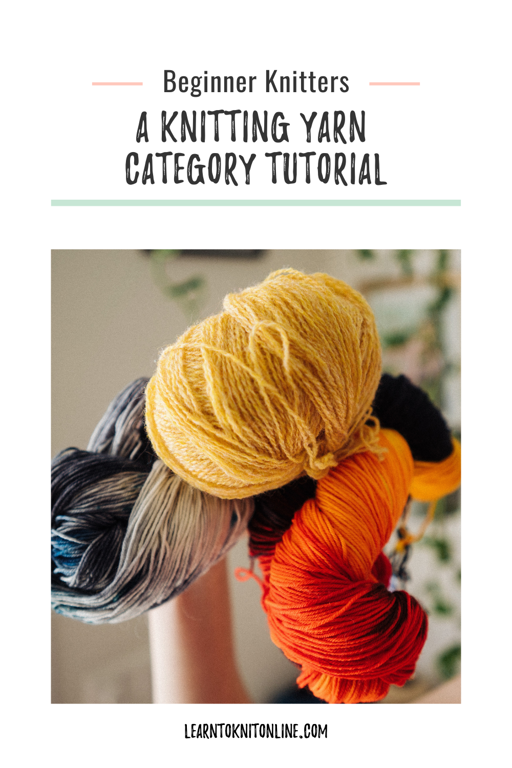 A Pinterest Pin image of yarn skeins being held