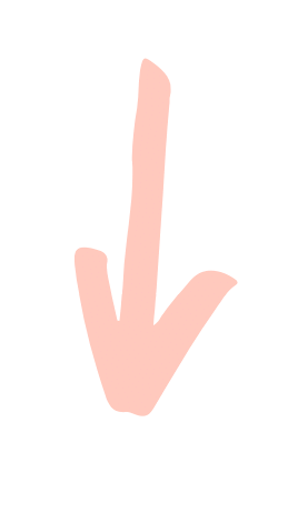 An illustrated hand pointing downward with a pinkish skin tone.