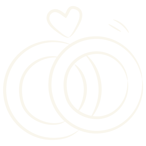 Wedding Website Design, Digital Wedding Stationery, Web Design and Branding for Wedding Professionals | Avelã White. Two interlocking rings with a heart above them.
