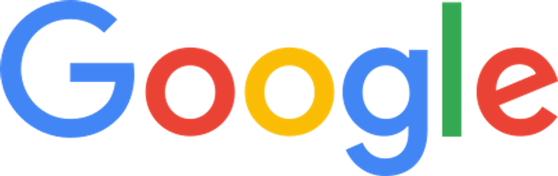 Google logo with colorful letters and a red play button on the right.