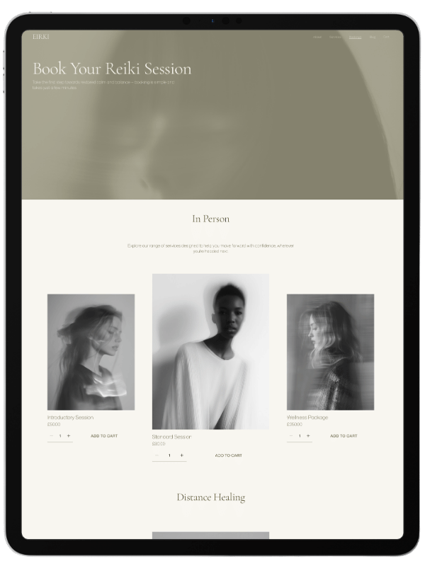 Squarespace Website Template for Reiki Practitioner