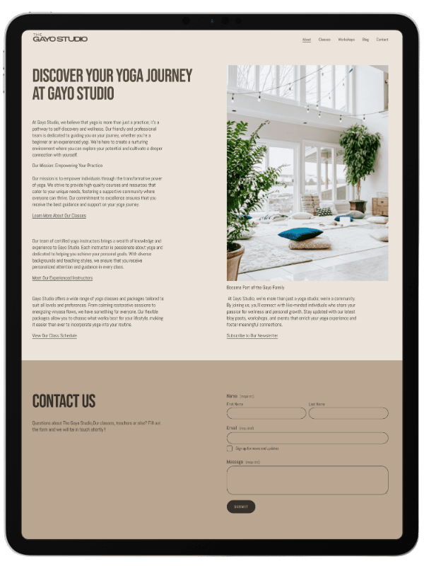 Squarespace Website Template for  Yoga Studios