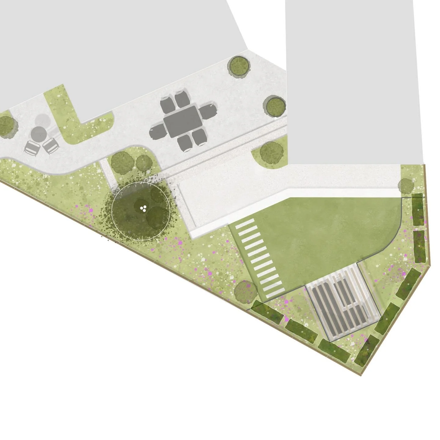 Concept design for a contemporary Cheltenham garden 🪏 

Here are a couple of options I&rsquo;ve been progressing for a new build garden on the outskirts of Cheltenham. Clean surfaces and minimalistic planting along with playful levels will bring the