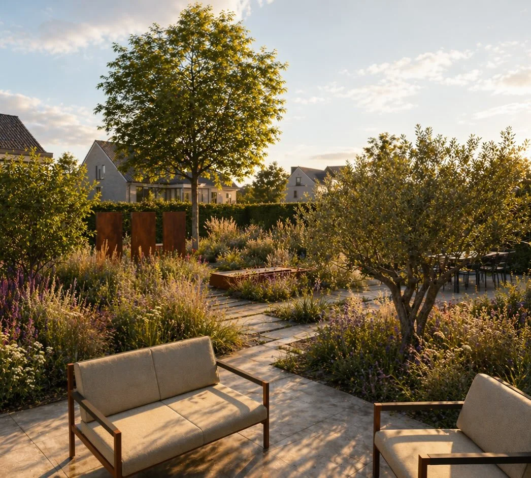 🍃Skyfall 
Work has commenced on the build of this recently commissioned garden design for a large private home in Cheltenham. 

Over the next week I will be putting together a prairie style planting design and specification. Large beds will soften t
