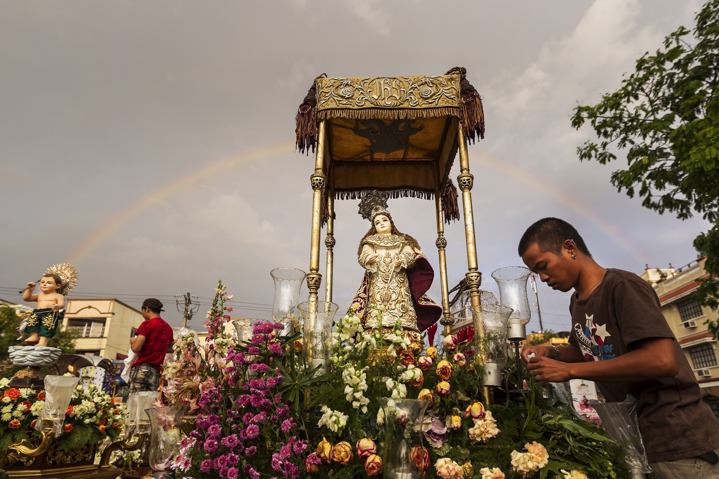 MALOLOS, PHILIPPINES, JANUARY 2012: Over 200 hundred Santo Nino Coronas housing Santo Nino icons wait in Malolos Basilica for a religious procession in the streets of Malolos, the birthplace of the Santo Nino phenomenon in the Philippines, January 2