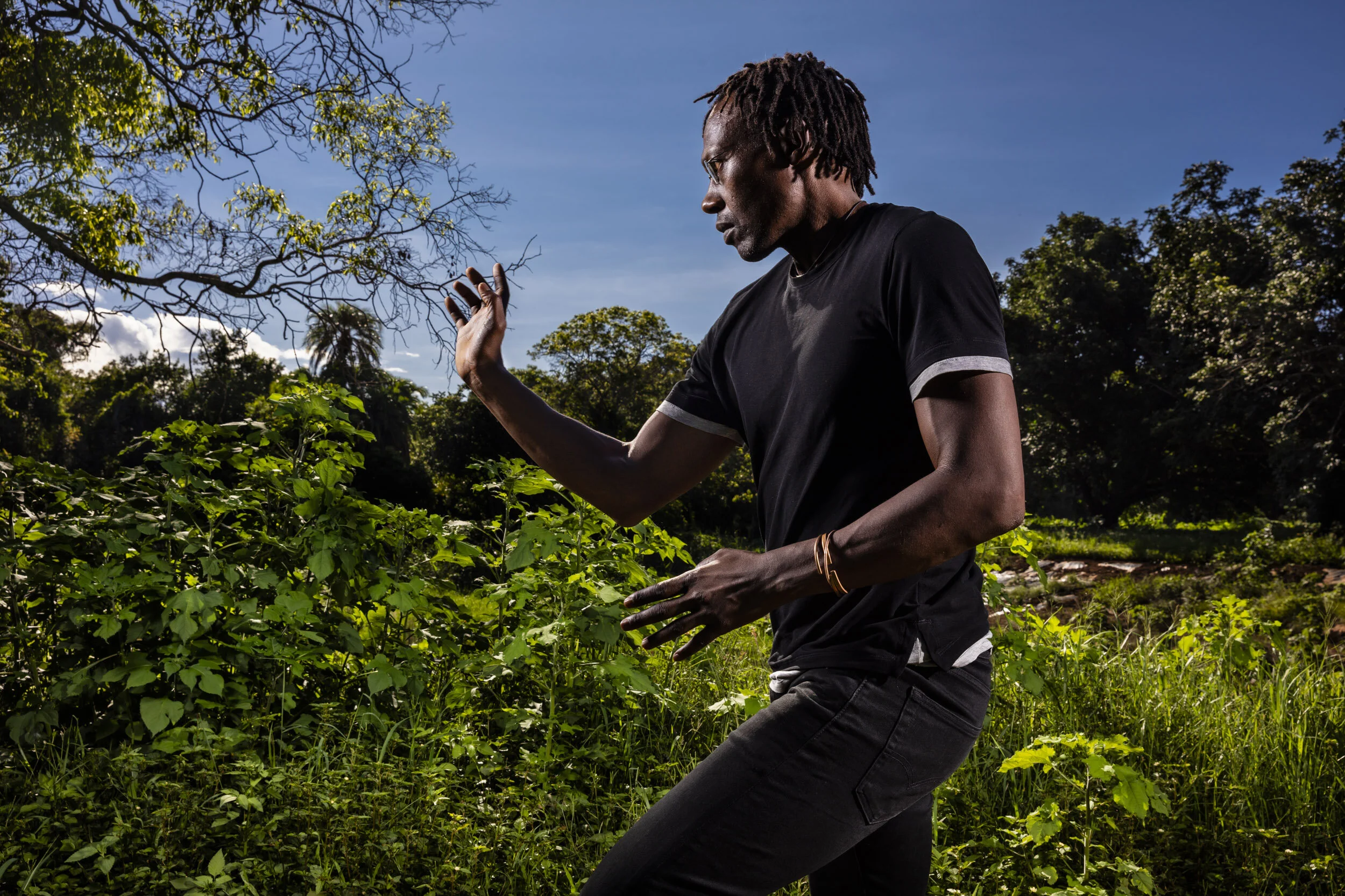 MBARE, HARARE, ZIMBABWE, 22 JANUARY 2020: Dixon Chipanda, psychiatrist and founder of Friendship Benches, is seen practising Tai Chi in the botanical gardens in Harare. Dixon says this practise and martial arts have been crucial to his own mental he