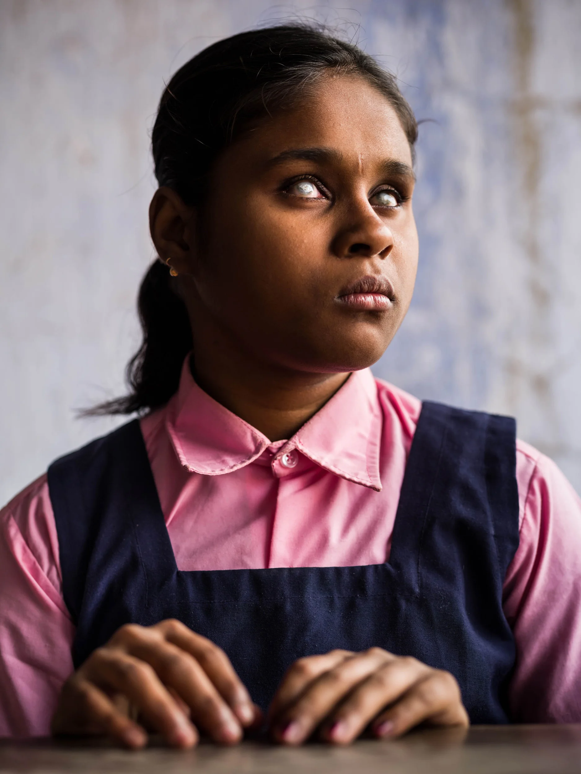VIVEKANANDA MISSION ASRAM, WEST BENGAL, INDIA, 14 JANUARY 2016: Annya Polley, 15, has been a pupil at the Vivekananda Mission Asram School for the blind for two year. She lives at the school residence and says that she attends Vivekananda because he