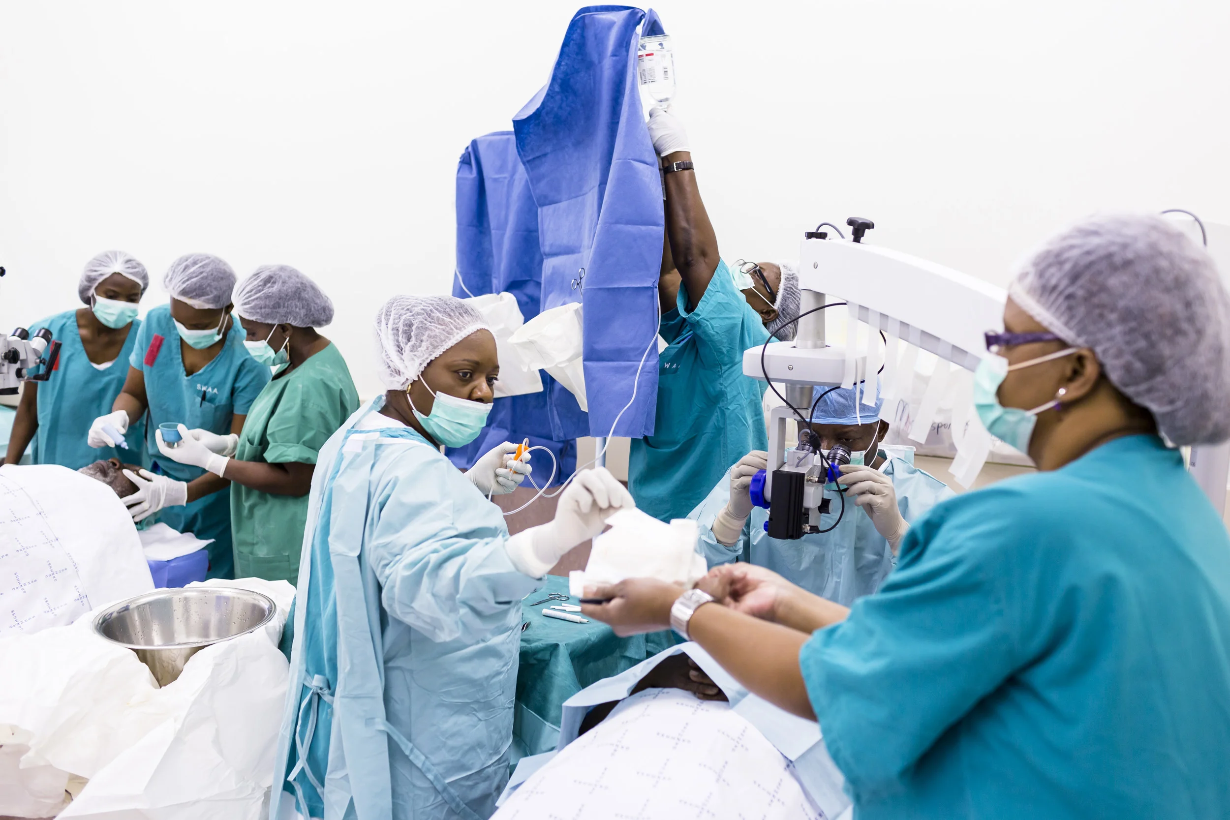 OMARURU, NAMIBIA, 31 OCTOBER 2015: Elderly patients, all with mature cataract blindness, await and undergo surgery at a clinic for the blind held at Omaruru District Hospital, Namibia.
These camps are held all over Namibia and cater to sections of