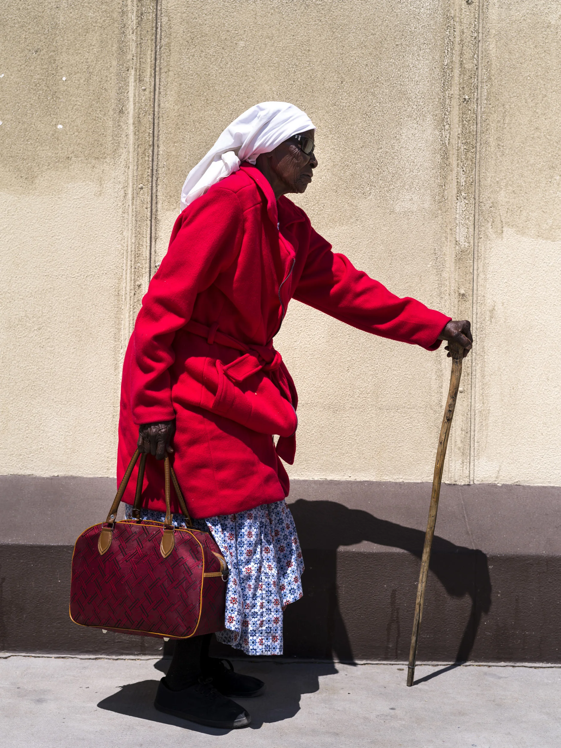 An elderly woman after eye surgery on the Angolan/Namibia border.
