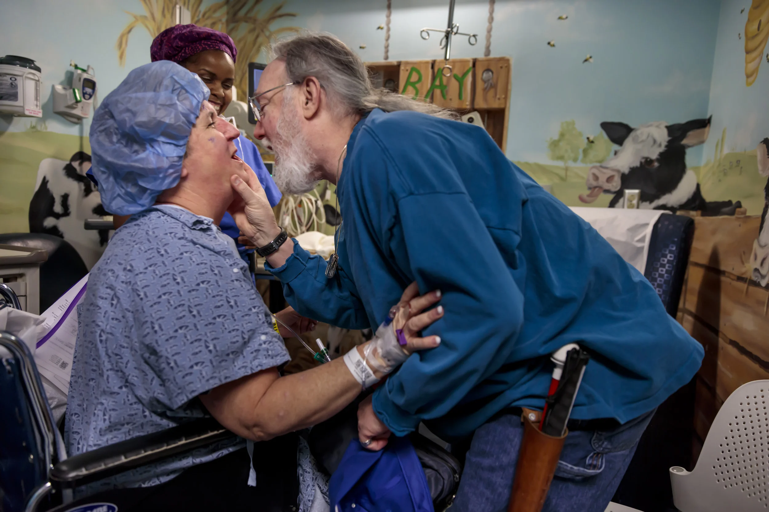 DUKE EYE CENTER, RALEIGH-DURHAM, NORTH CAROLINA, 9TH FEBRUARY 2016: Karen Brown, 59, was born with Retinitas Pigmentosa. As a result she experienced very limited sight as a child and then went blind. She is seen at Duke Eye center about to receive a