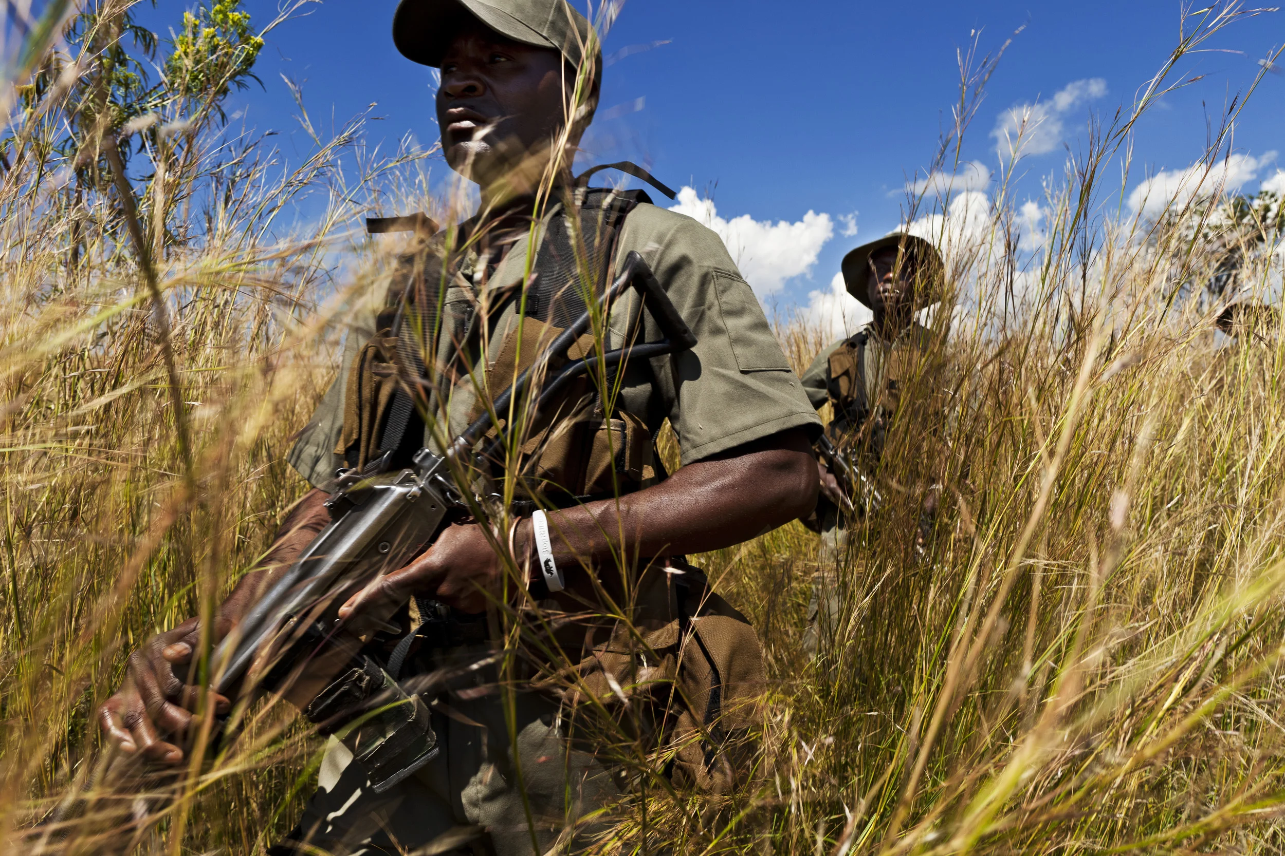 VAALWATER, NORTHERN SOUTH AFRICA, MARCH 2011: Members of private security firm "Quemic" patrol and maintain anti-poaching observation points on Welgevonden, a private game ranch with Rhino in the Vaalwater area of Northern South Africa, March 23 201
