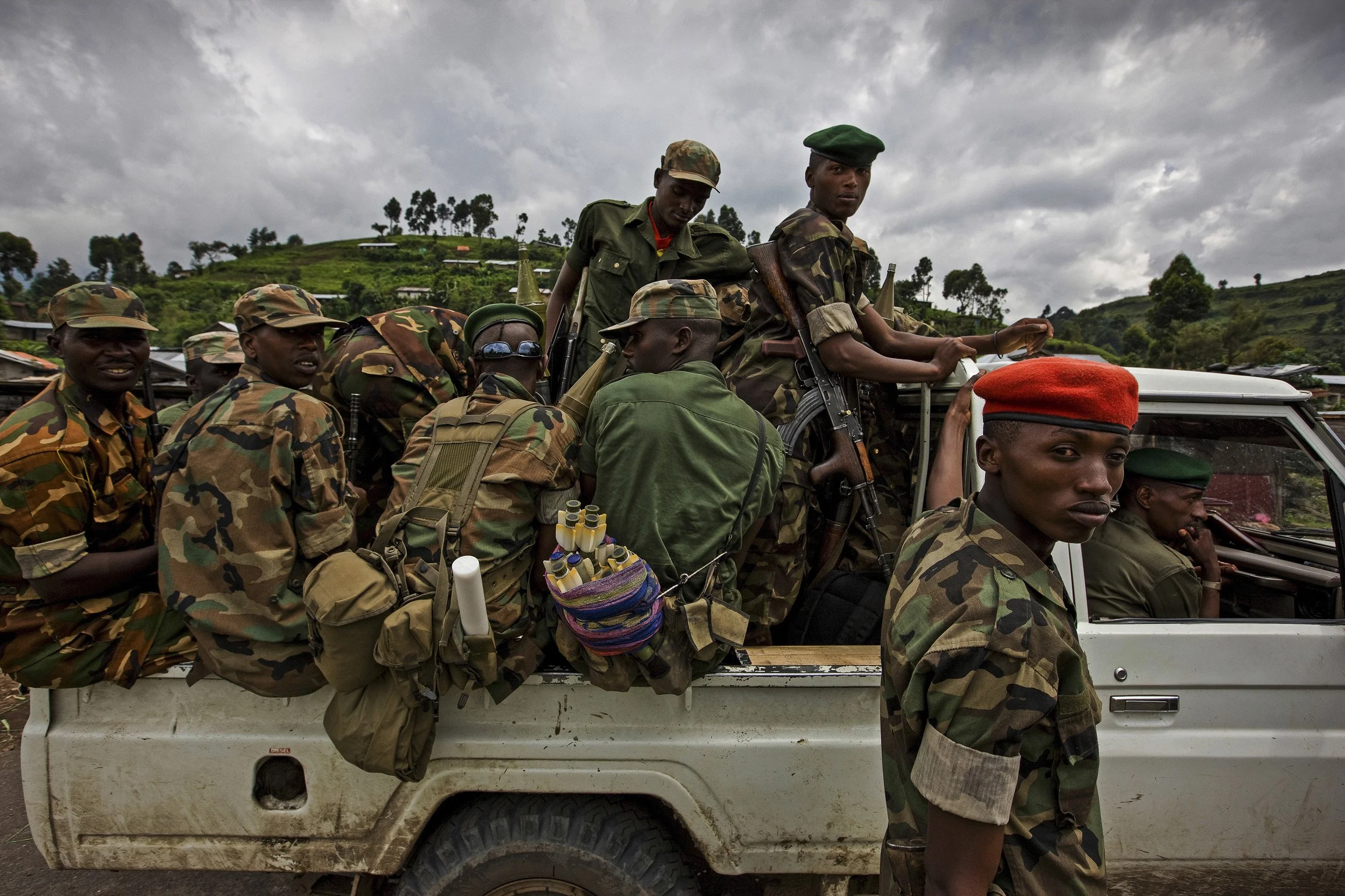 RUMANGABO, NORTH KIVU, DEMOCRATIC REPUBLIC OF CONGO-NOVEMBER 2008: CNDP rebels, North Kivu, D.R.C, 23 November 2008. The Gorilla Sector of the Park has been occupied by the rebel movement CNDP under rebel Congolese Tutsi General Laurent Nkunda. Sinc