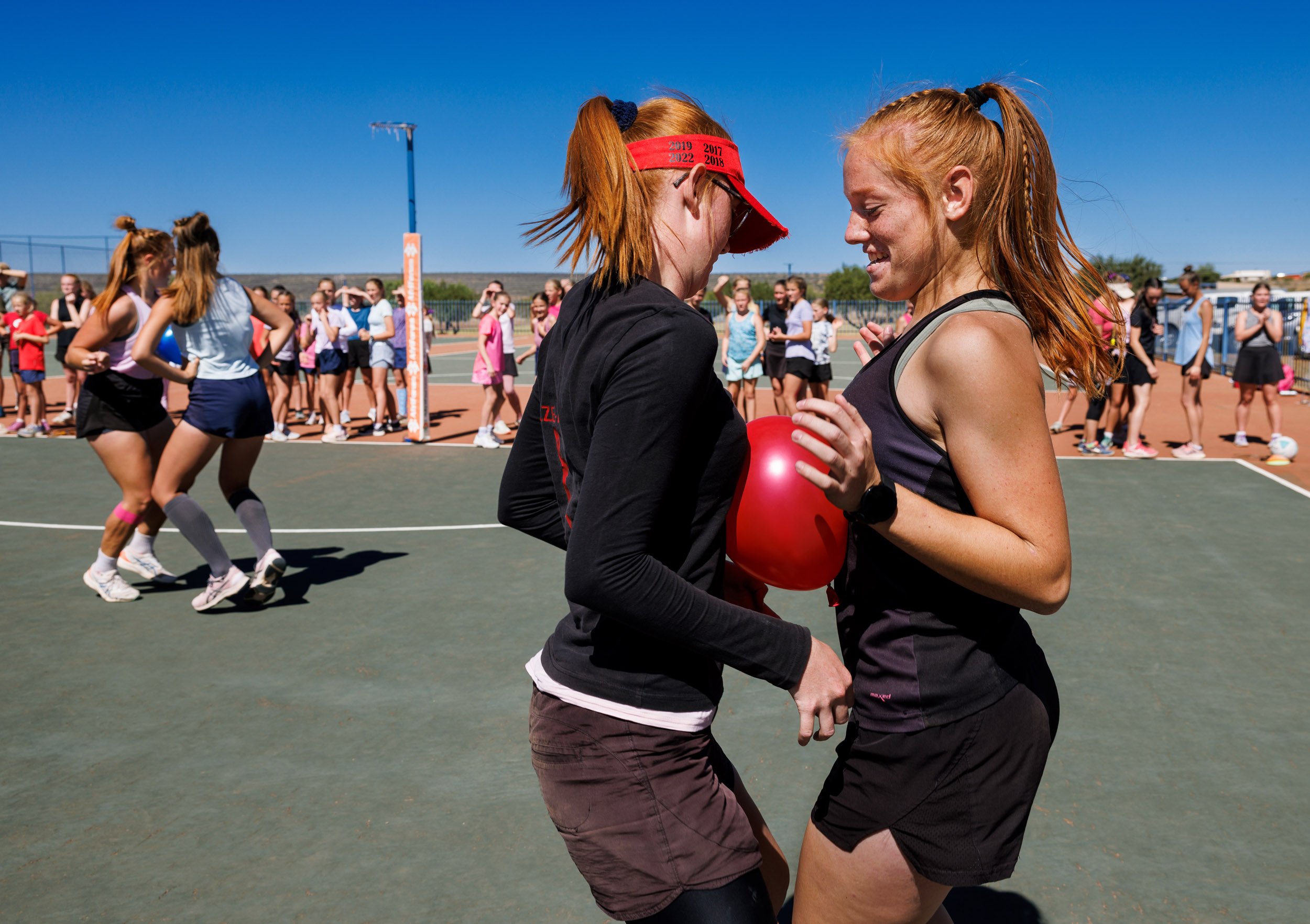 ORANIA, NORTHERN CAPE, SOUTH AFRICA, 15th April 2023: Netball trials for girls in Orania involve no affirmative actions policies and only white players are allowed. Orania is a town in the Northern Cape of South Africa that was wholly purchased and