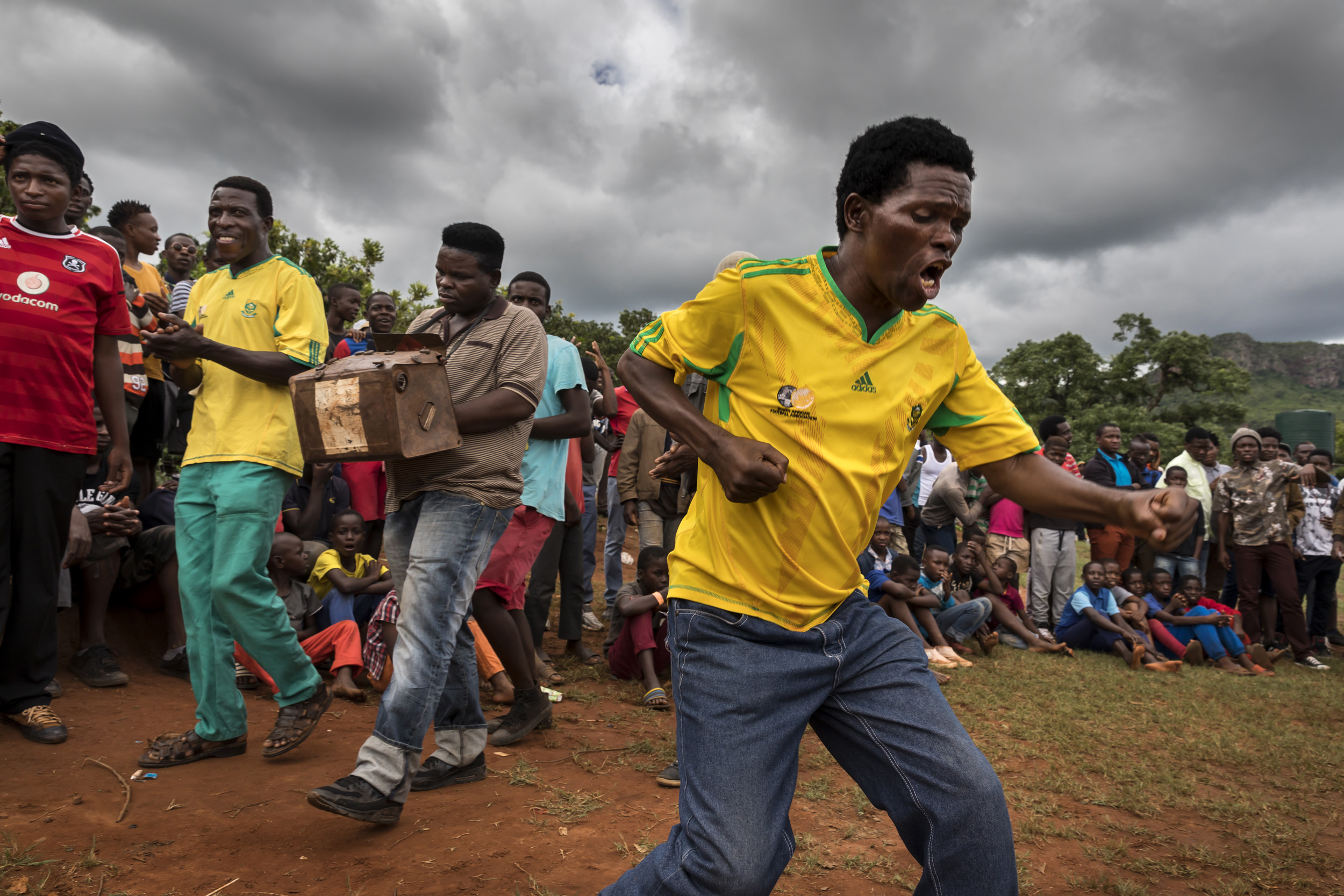 TSHIFIDI, VENDA, SOUTH AFRICA, 15 DECEMBER 2016: Men and boys of the Venda tribe challenge each other and fight bare knuckle over the festive period in South Africa. This is a tradition that dates back 200 years and began when herd boys tried to get