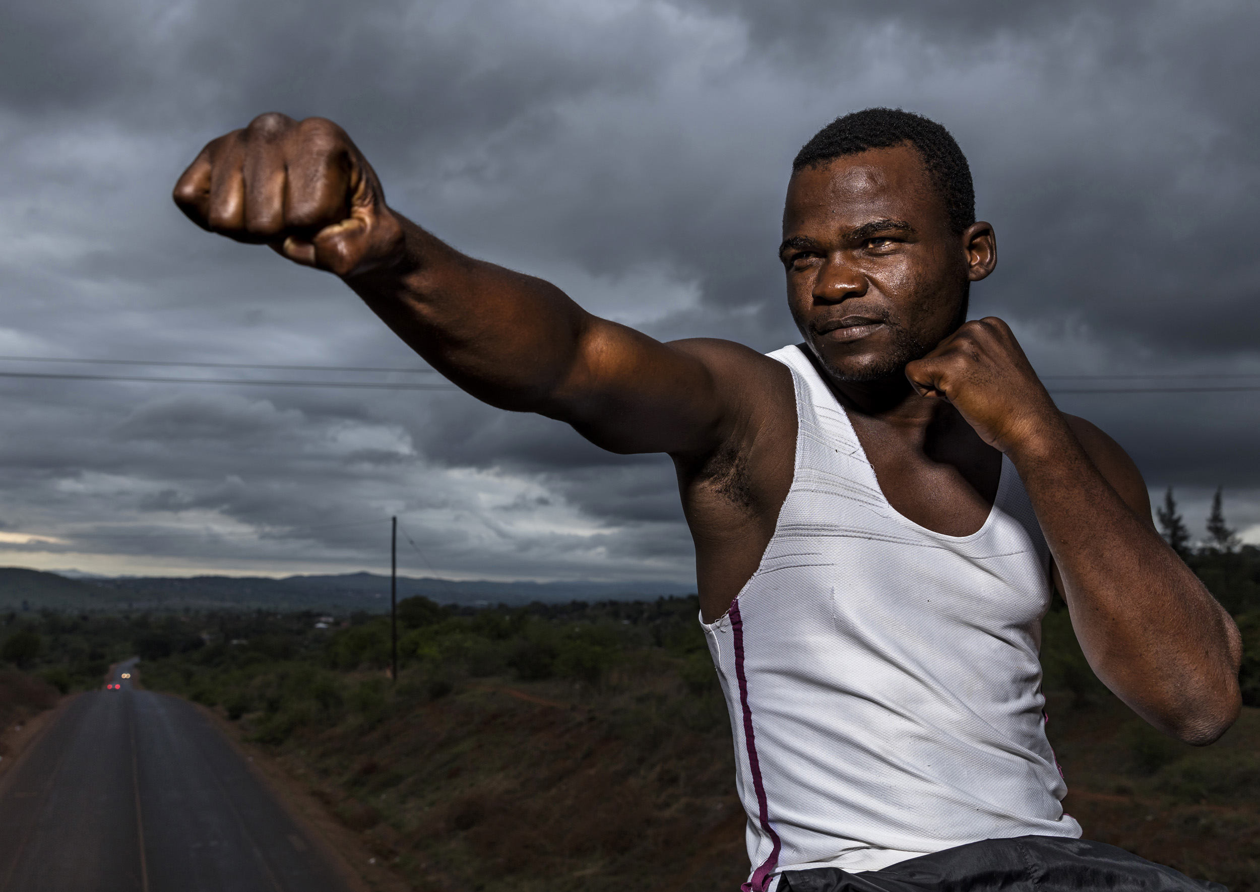 VENDA, SOUTH AFRICA, 11 DECEMBER 2016: Nephalama "Senior" Khodani, a Senior Champion Musangwe fighter. Musangwe is traditional bare knuckle boxing which occurs in Venda every Xmas period. Senior is 24 years old and has been fighting in Musangwe sinc
