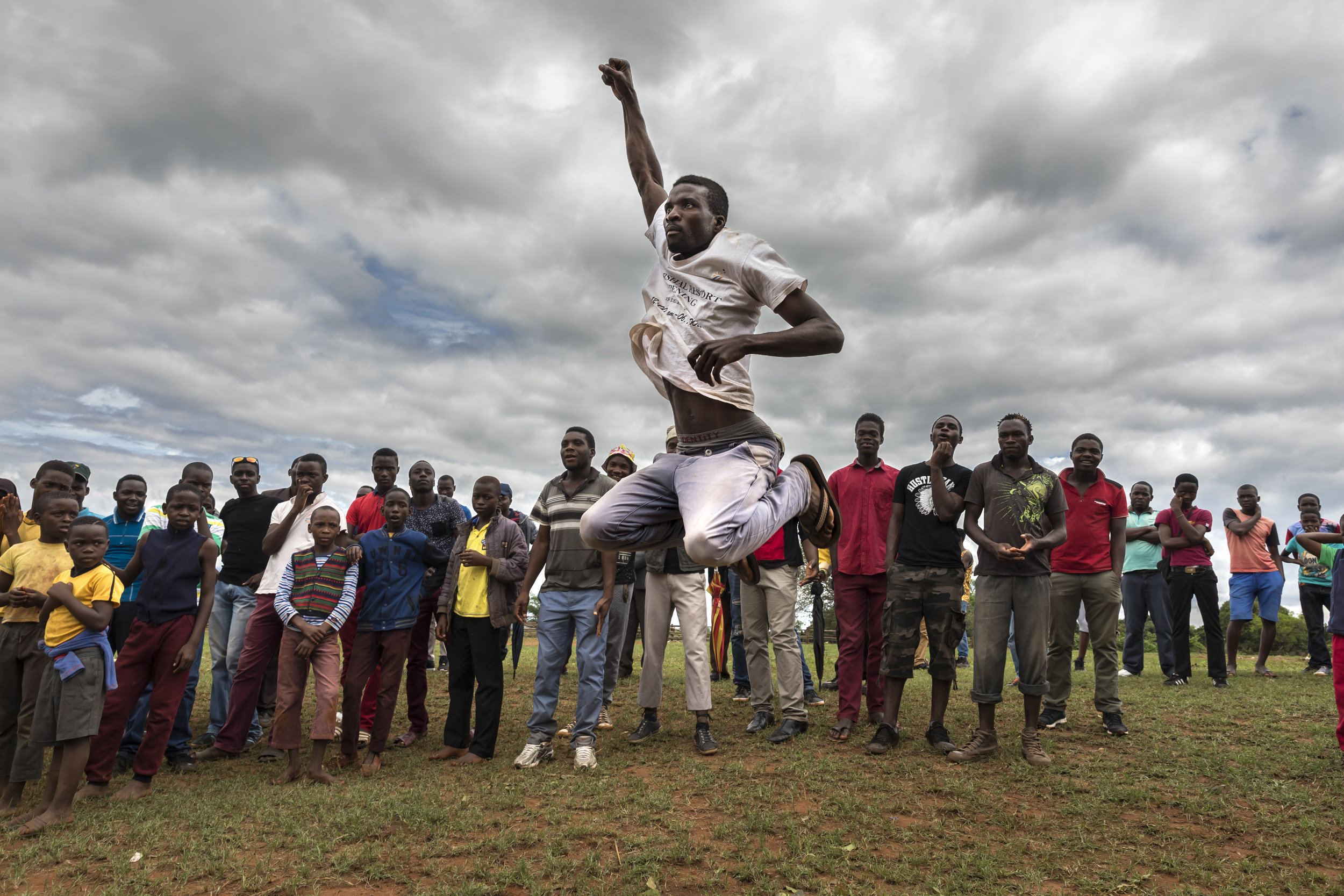 TSHIFIDI, VENDA, SOUTH AFRICA, 15 DECEMBER 2016: Men and boys of the Venda tribe challenge each other and fight bare knuckle over the festive period in South Africa. This is a tradition that dates back 200 years and began when herd boys tried to get