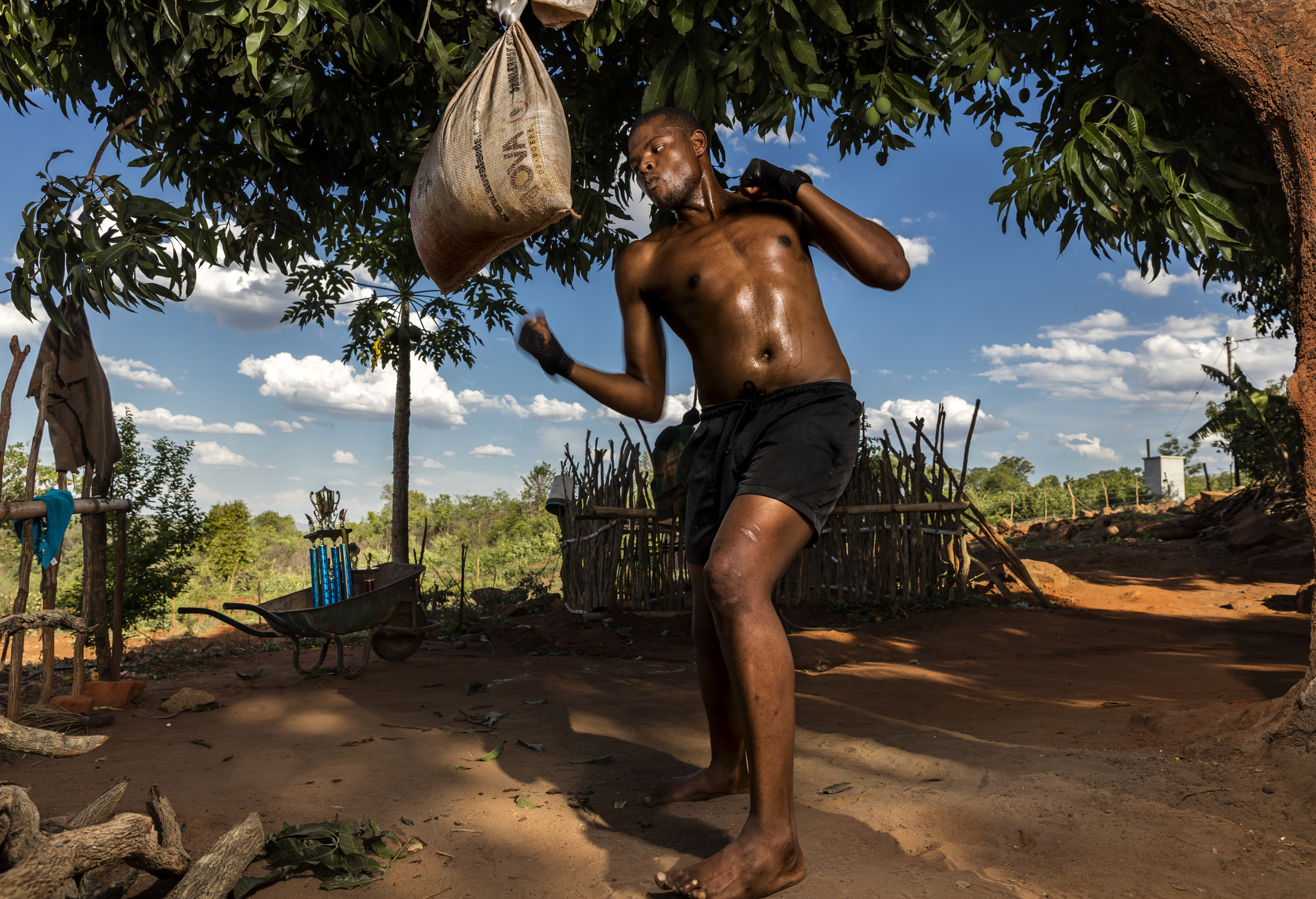 THOYANDO, VENDA, SOUTH AFRICA, 9 DECEMBER 2016: Steven Nditwani, 26, is one of two current senior champions in Venda's Musangwe fighting. This is an old sport practised by men in Venda and it has become a rite of passage for many Venda men, a way of