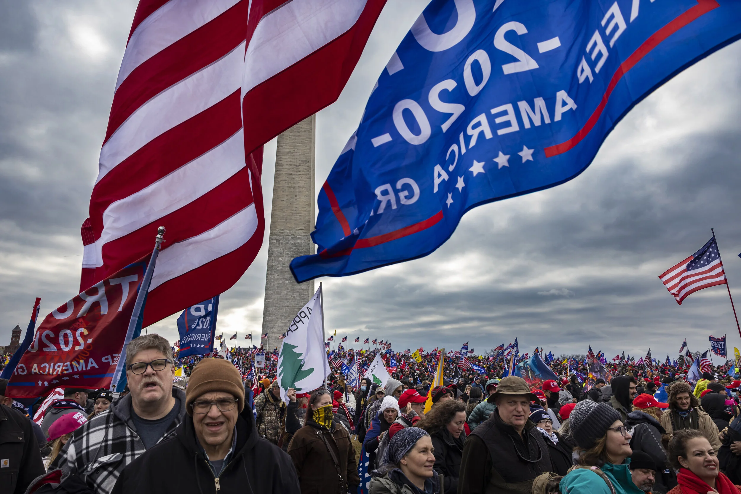 WASHINGTON D.C., USA - JANUARY 6: Pro-Trump protesters gather in front of the U.S. Capitol Building on January 6, 2021 in Washington, DC. Trump supporters gathered in the nation's capital to protest the ratification of President-elect Joe Biden's El