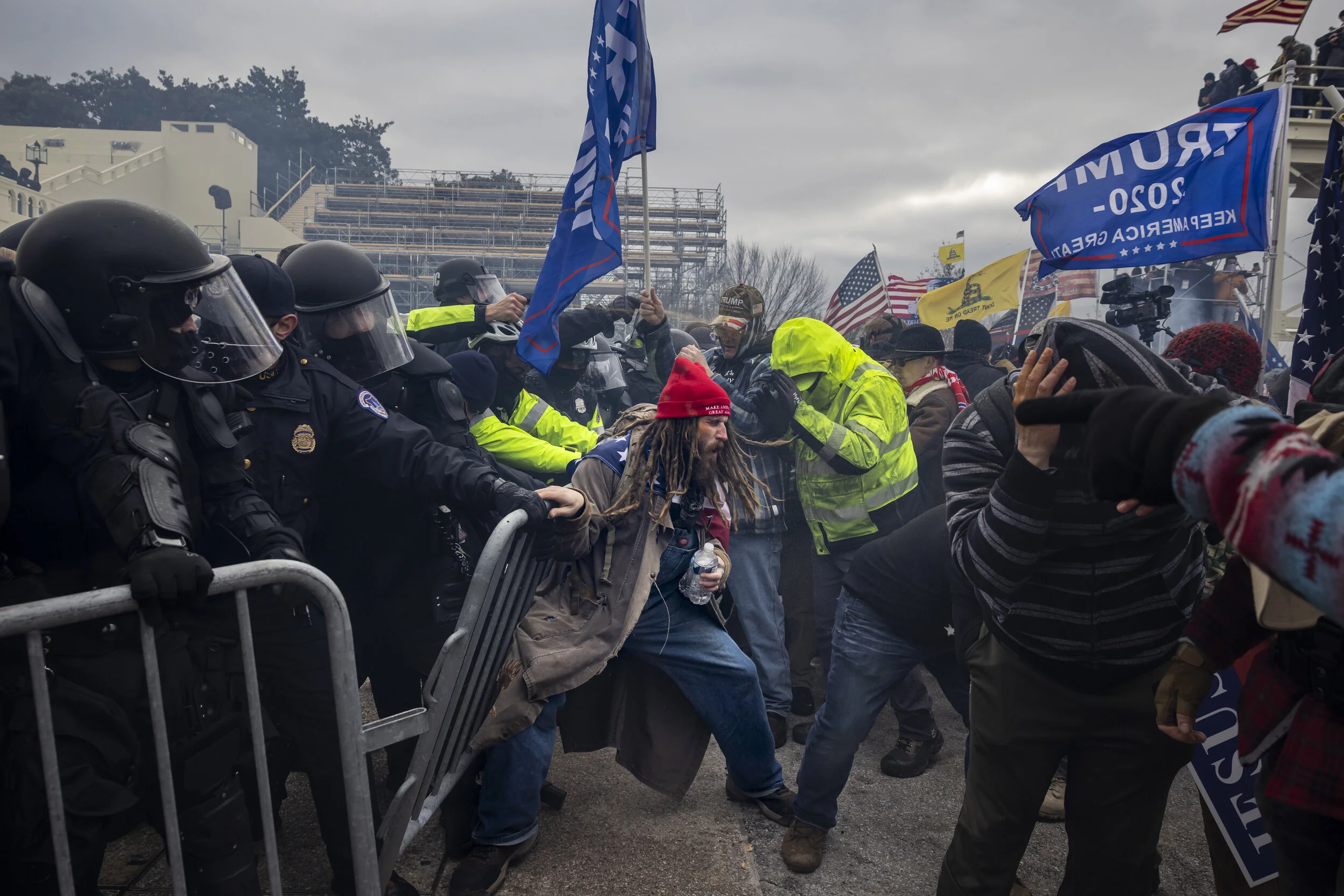 WASHINGTON D.C., USA - JANUARY 6: Trump supporters clash with police and security forces as people try to storm the US Capitol in Washington D.C on January 6, 2021. Demonstrators breeched security and entered the Capitol as Congress debated the 2020