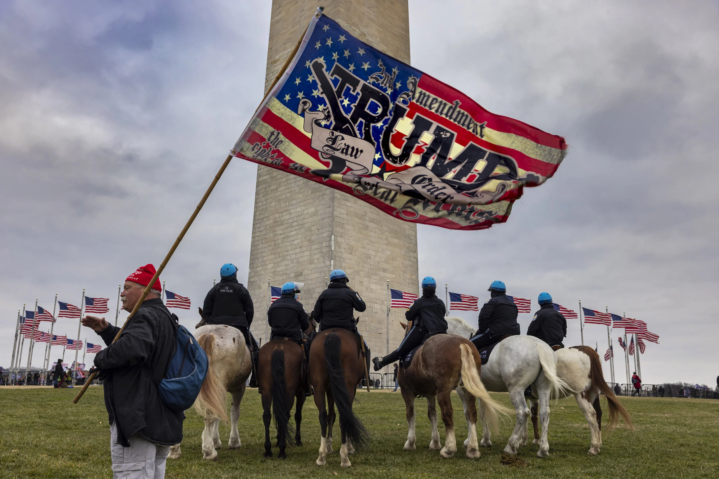 WASHINGTON D.C., USA - JANUARY 6: Pro-Trump protesters gather in front of the U.S. Capitol Building on January 6, 2021 in Washington, DC. Trump supporters gathered in the nation's capital to protest the ratification of President-elect Joe Biden's El