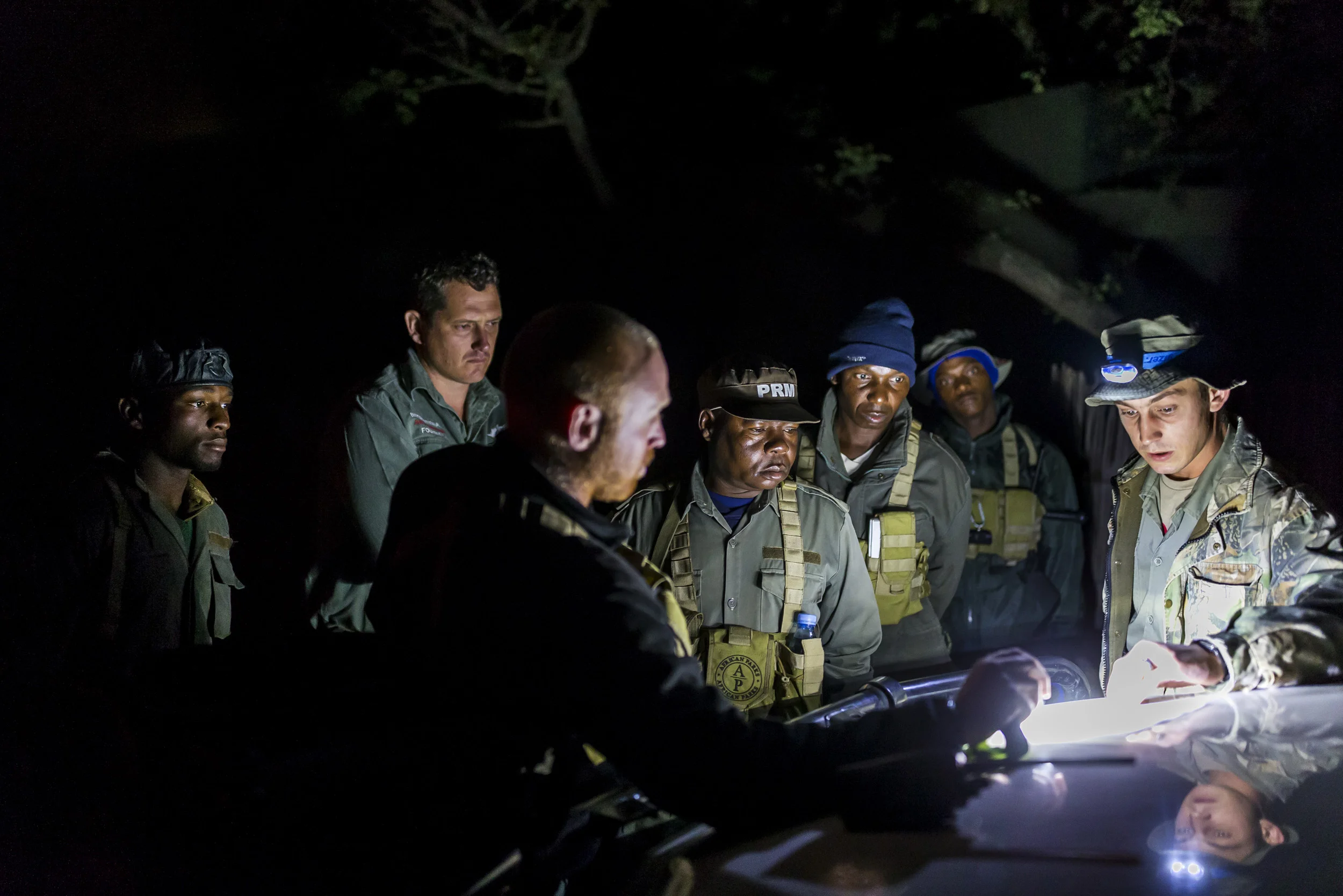 SABIE GAME PARK, MOZAMBIQUE, 9 APRIL 2016: A combined force of Sabie Game Park Rangers, Garda Frontier soldiers and Fauna Bravia soldiers arrest and detain Moses Chauque, a level 2 rhino poacher who arranges weapons and transport for rhino poachers.