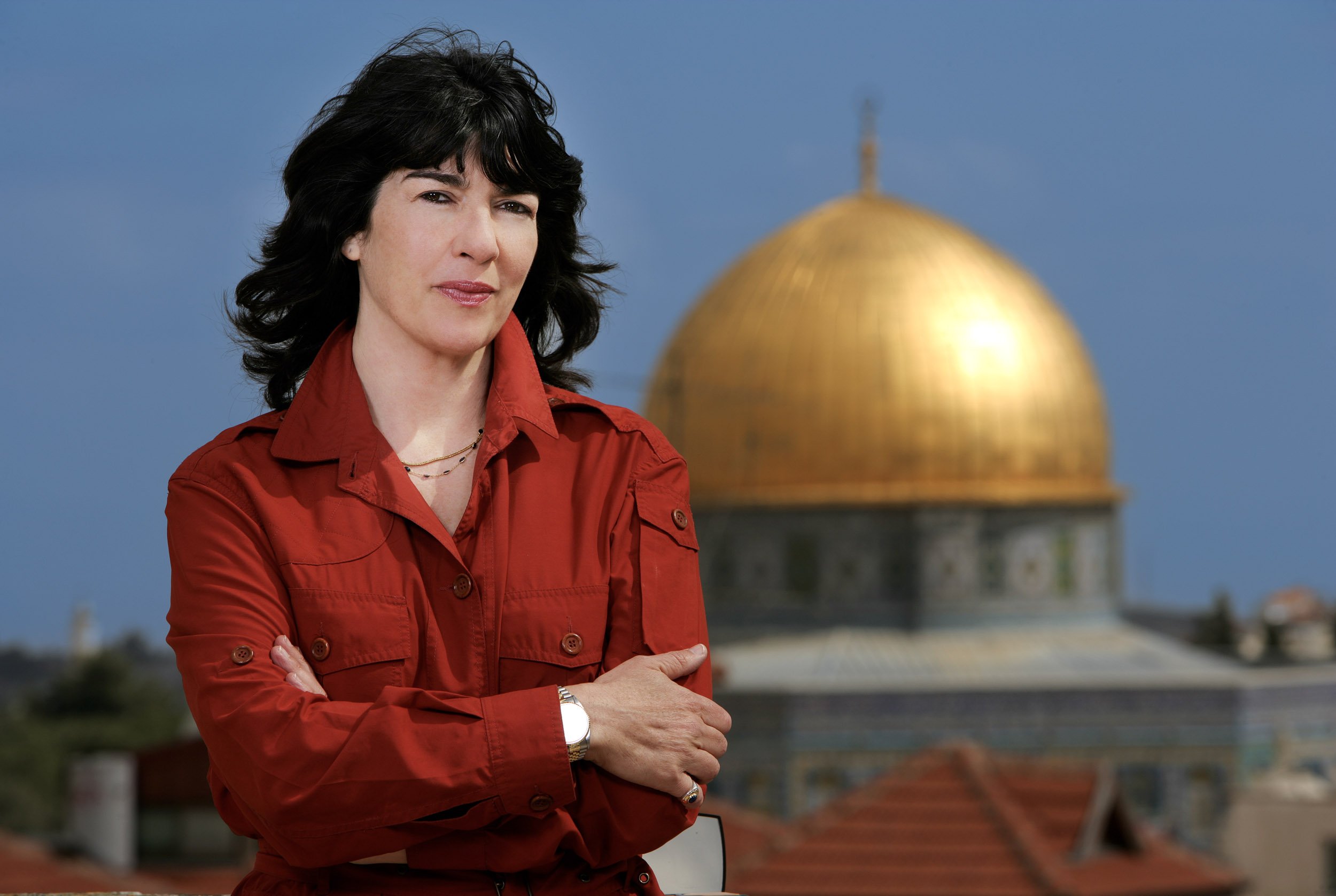 JERUSALEM, ISRAEL-APRIL 2007: CNN's Chief International Correspondent Christiane Amanpour in Israel for CNN special, "God's Warriors." Amanpour was accompanied by Cameraman Rich Brooks, Producer Andy Segal, Executive Director Jody Gottlieb, Sound T