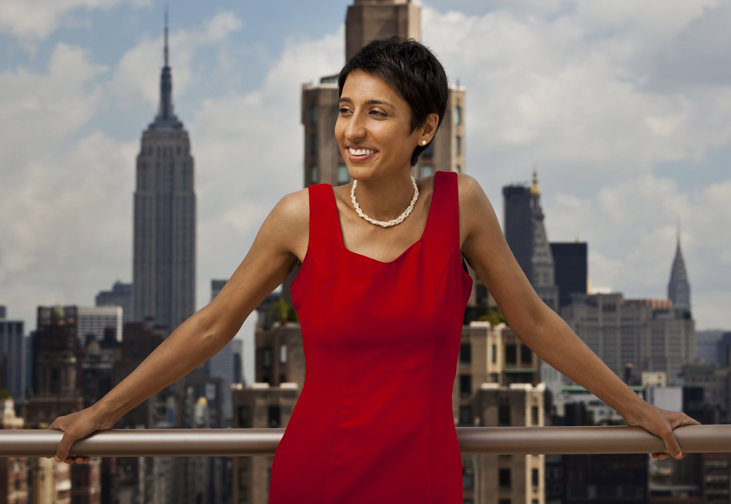 MANHATTAN NEW YORK -: Professor Irshad Manji, Human Rights Activist and Director of the Moral Courage Project at New York University, photographed overlooking Manhattan. Professor Manji is an outspoken liberal Muslim with a number of controversial b